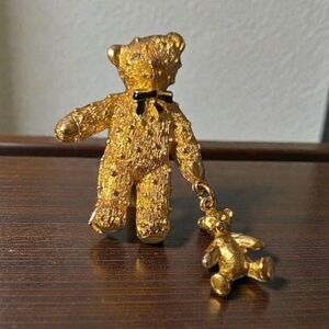Gold Teddy Bear Brooch